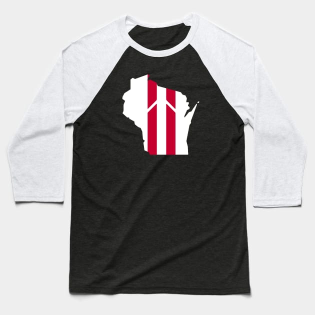 Wisconsin Stripe Baseball T-Shirt by StadiumSquad